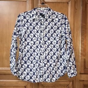 Talbot’s petite M, blouse in a very fun pattern.